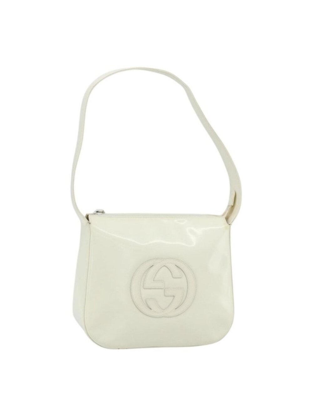 Authentic GUCCI Shoulder Bag Enamel White 001 1364 1703